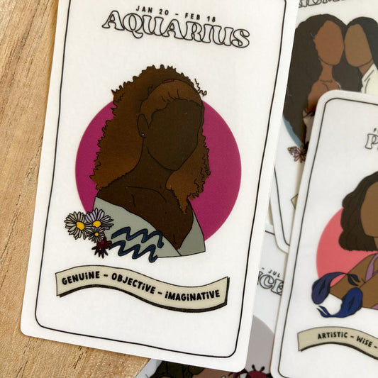 Aquarius Horoscope Tarot Card Waterproof Sticker